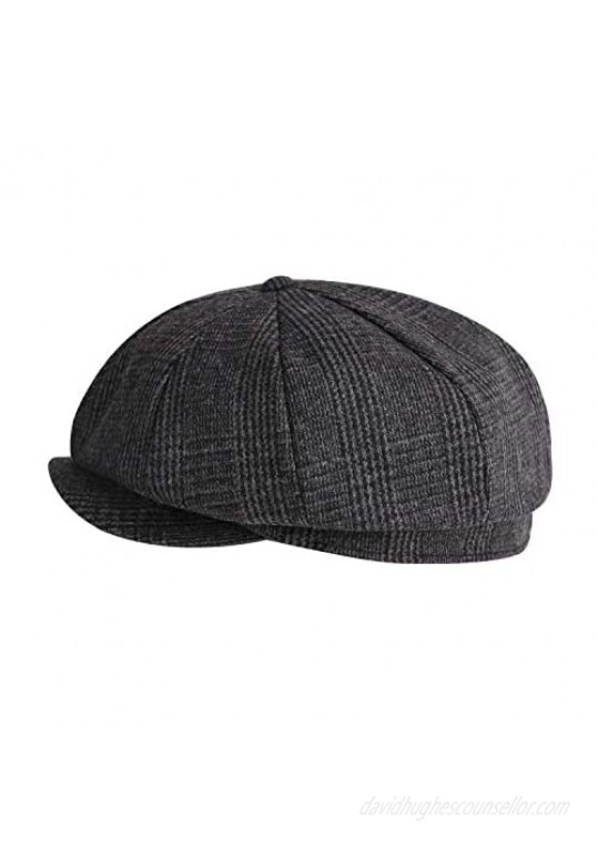 Classic 8 Panel Wool Tweed Newsboy Gatsby Ivy Cap Golf Cabbie Driving Hat