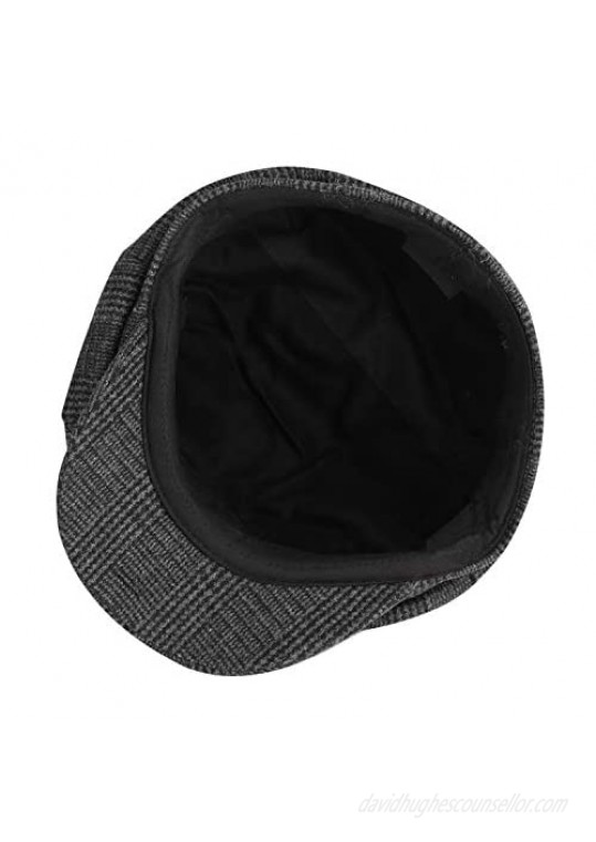Classic 8 Panel Wool Tweed Newsboy Gatsby Ivy Cap Golf Cabbie Driving Hat