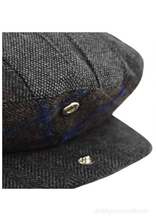 Classic Men's Flat Hat Wool Newsboy Herringbone Tweed Driving Cap