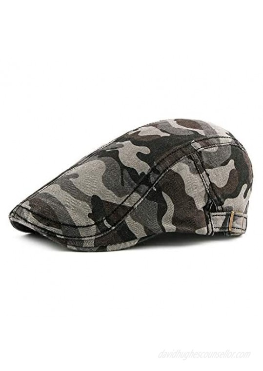 Idopy Men's Army Military Driving Ivy Hat Camouflage Newsboy Flat Cap Cabbie