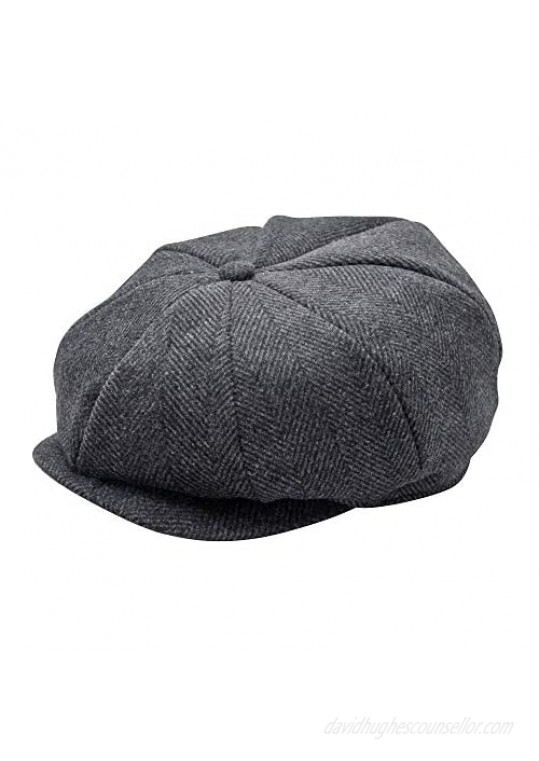 jerague Wool Newsboy Cap for Men Women - Classic Vintage Gatsby Lvy Cabbie Hat Flat Beret Cap Adjustable Size