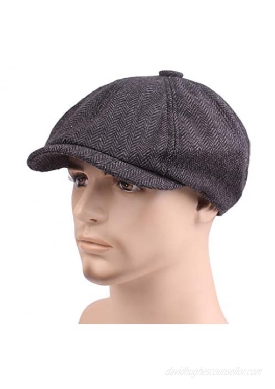 Mens Vintage Style Cloth Cap Hat Twill Cabbie/Hunting Hat Newsboy Beret Cap