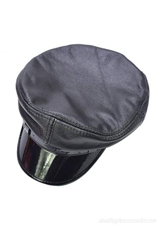 Yosang Cowhide Leather Classic Mariner Style Cap Greek Fisherman's Sailor Newsboy Hats