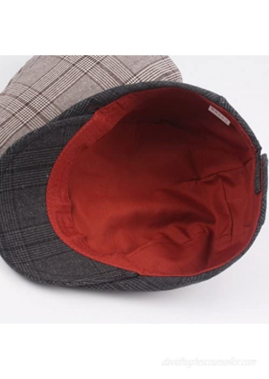 ZLSLZ Men's Unisex Cotton Plaid Newsboy Ivy Irish Cabbie Beret Golf Cap Hat