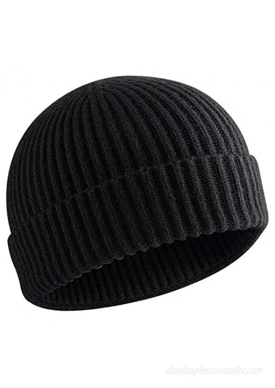 choshion Warm Wool Cuffed Short Knit Fisherman Beanie for Men Women Winter Hats