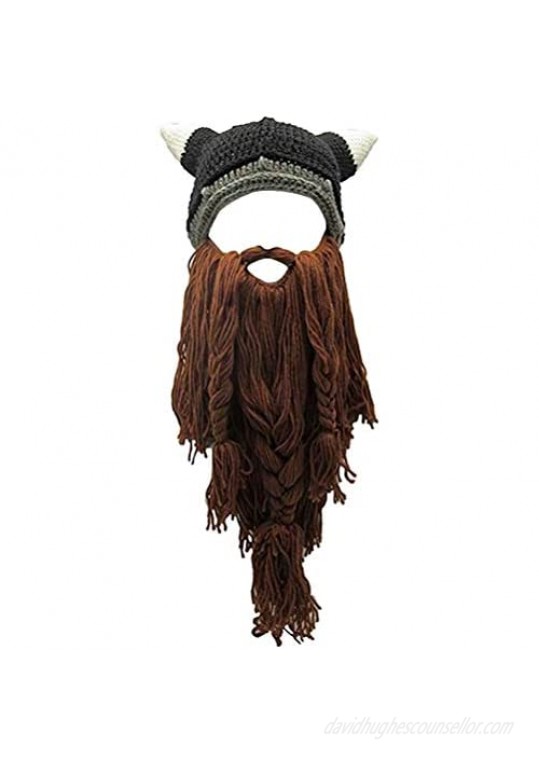 Creative Original Barbarian Knit Beard Hat Wig Beanie Hat Funny Knit Hat Beard Facemask