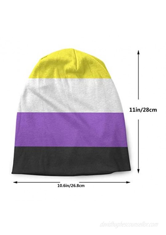 FATTTYCY Non-Binary Pride Flag Slouchy Beanie Hat Winter Skull Cap for Men Women Gifts