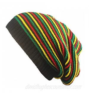 ganesha Unisex Jamaica Reggae Rainbow Stripes Oversized Slouch Winter Beanie Hat