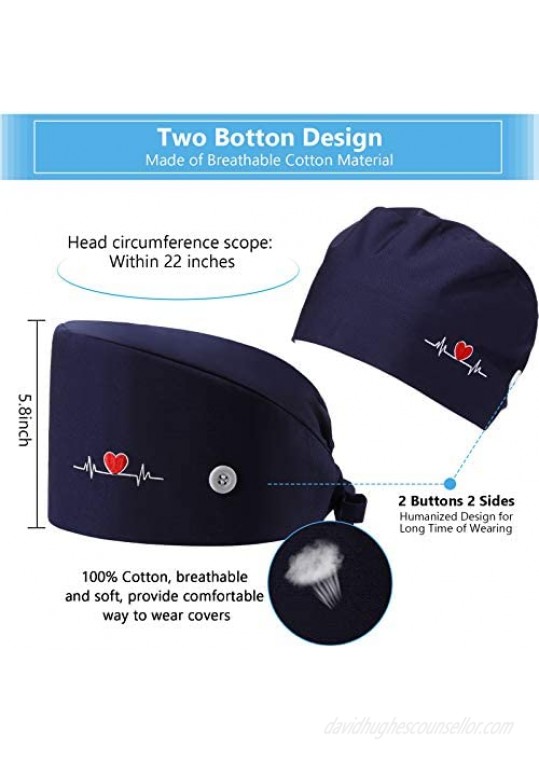 Geyoga 6 Pieces Breathable Bouffant Caps Adjustable Tie Back Sweatband