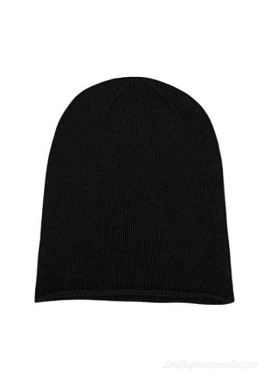 Love Cashmere Men's 100% Cashmere Beanie Hat - Black - Hand Made in Scotland