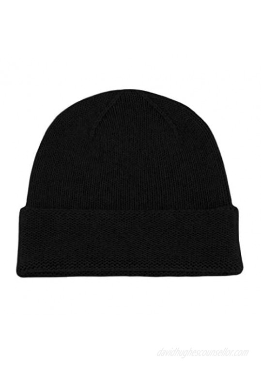 Love Cashmere Men's 100% Cashmere Beanie Hat - Black - Hand Made in Scotland