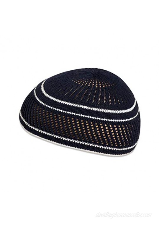 Muslim Bookmark Stretchy Elastic Beanie Kufi Skull Cap Hats Featuring Cool Designs and Stripes