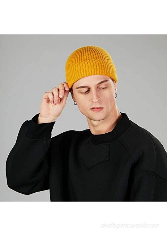 ROYBENS 4 Pack Wool Fisherman Beanies for Men Knit Short Watch Cap Winter Warm Hats