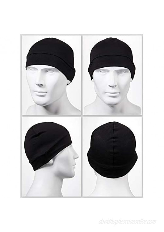 Syhood 6 Pieces Men Skull Caps Beanies Sleep Hats Multifunctional Helmet Liner Cap for Men and Women (Tasteful Colors)