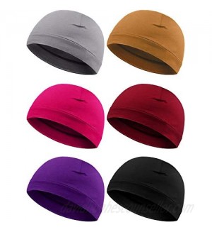 Syhood 6 Pieces Men Skull Caps Beanies Sleep Hats Multifunctional Helmet Liner Cap for Men and Women (Tasteful Colors)