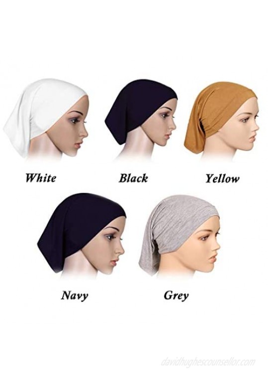 Yeieeo Women's Stretch Under Scarf Hijab Cap Solid Color Hijab Tube 1pc/2pcs/4pcs Under Caps for Hijabs