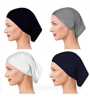 Yeieeo Women's Stretch Under Scarf Hijab Cap Solid Color Hijab Tube 1pc/2pcs/4pcs Under Caps for Hijabs