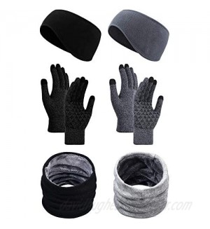 6 Pieces Winter Touchscreen Gloves Ear Warmer Headbands and Knitted Scarves Men Women Cold Weather Set for Jogging  Running  Cycling  Skiing and Daily Wear