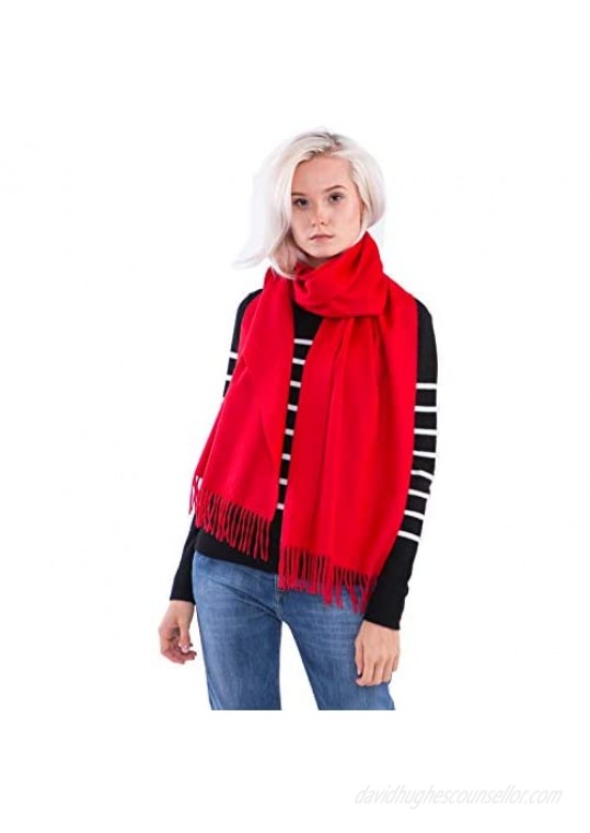 Cashmere 4 U - 100% Cashmere Winter Scarf for Men Woman Solid Colour with Fringes