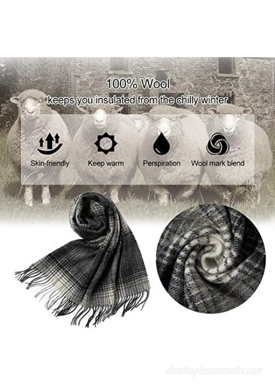 Comhats Cold Weather Scarf Shawl Wrap Womens Mens Fashion Warm Wool Soft Black-White