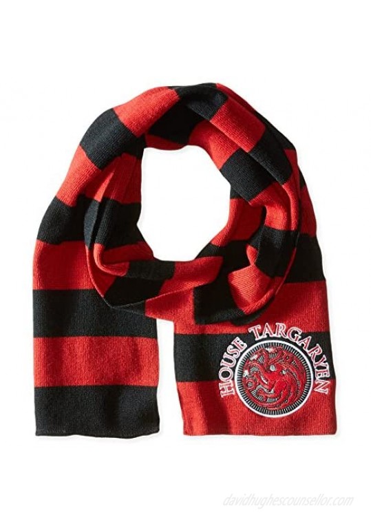 Concept One Men's Game of Thrones Striped Scarf with Targaryen Patch