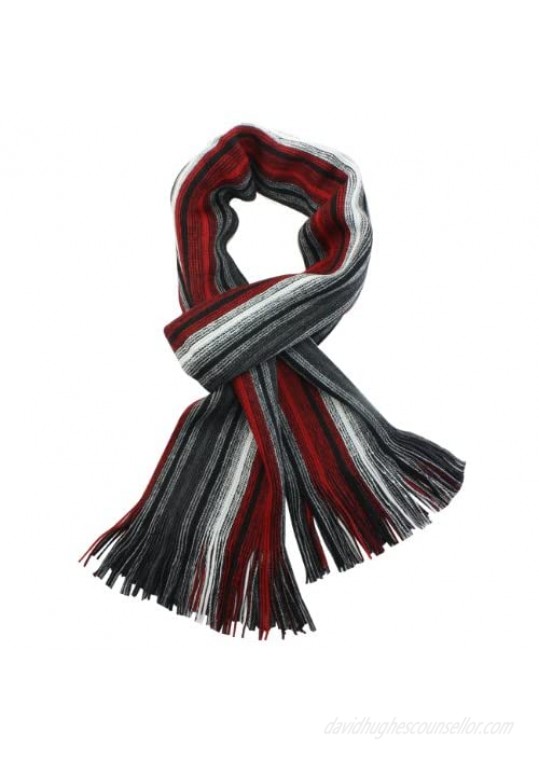 Dahlia Mens Winter Scarf - Synthetic Wool  Extra Long & Warm  Striped Knit