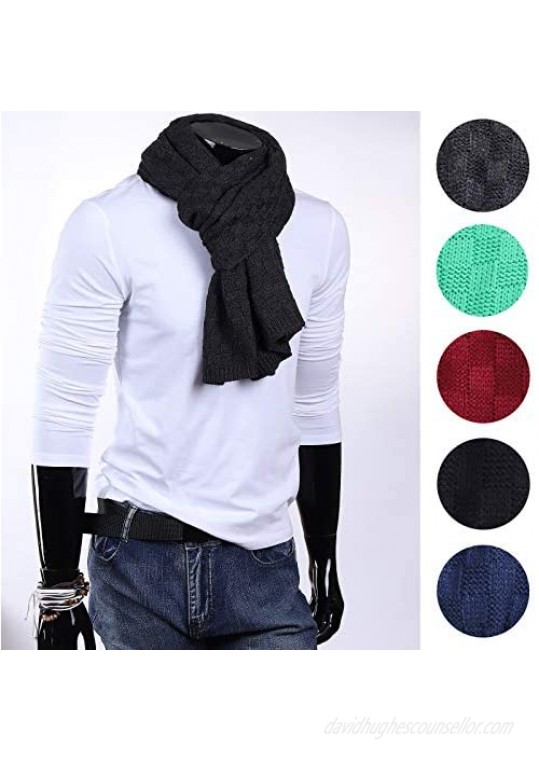FORBUSITE Stylish Unisex Daily Square Pattern Soft Knit Winter Scarf