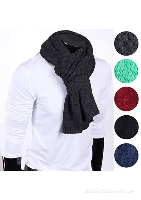 FORBUSITE Stylish Unisex Daily Square Pattern Soft Knit Winter Scarf