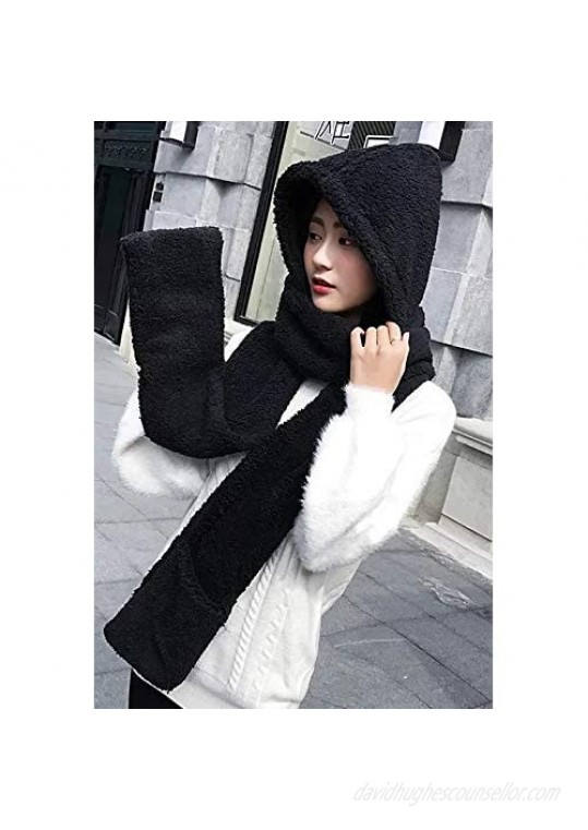 Gadgeteir Winter warm soft thick shawls durable and attractive fashionable twist scarf with gloves like pockets sets to warm your hands or a place to put your phone or keys also comes with color - White Medium