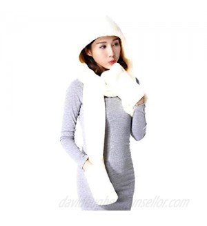 Gadgeteir Winter warm soft thick shawls  durable and attractive fashionable twist scarf with gloves like pockets sets to warm your hands or a place to put your phone or keys  also comes with color - White  Medium