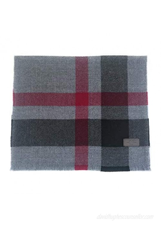 Hickey Freeman Men’s Merino Wool Patterned Scarf – 100% Australian Merino Wool 72 inches x 14 inches