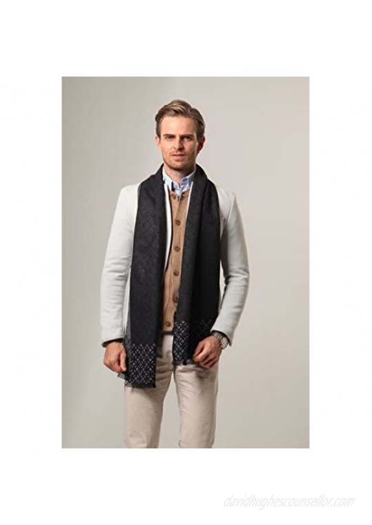 Longwu Mens Winter 100% Cashmere Scarf - Fashion Classic Plaid Formal Soft Scarves for Men