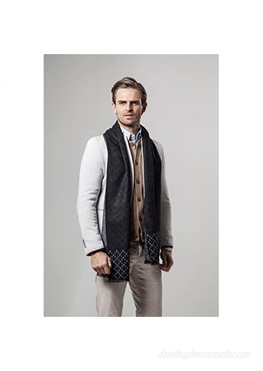 Longwu Mens Winter 100% Cashmere Scarf - Fashion Classic Plaid Formal Soft Scarves for Men