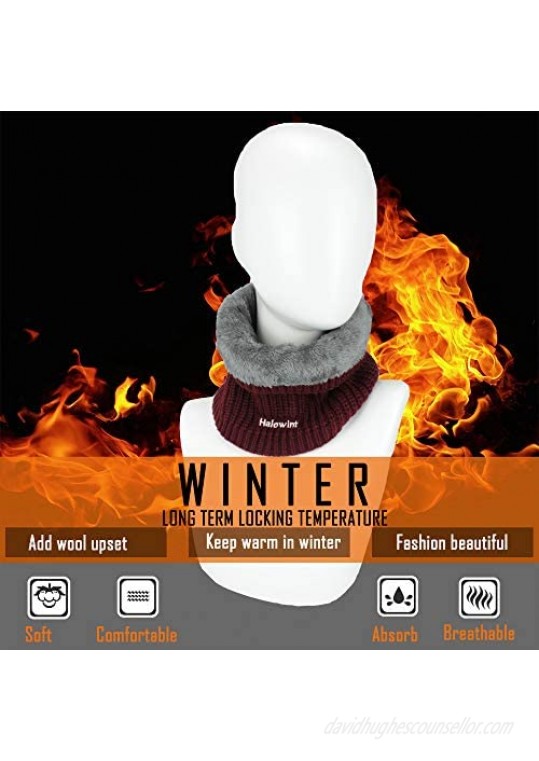 Poem Park Neck Warmer Winter Neck Gaiter Double-Layer Knit Fleece Lined Circle Loop for Women Men