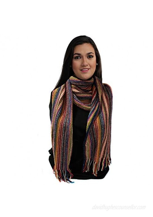 SCARF Alpaca and Wool multicolor stripes made in PERU UNISEX 66x12 inches