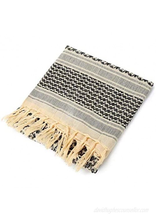 Thicken Shemagh Tactical scarf Men Arab Head Scarf 100% Cotton Beige Military Tactical Desert Scarf Keffiyeh Head Neck Wrap With 1pc Emergency Blanket