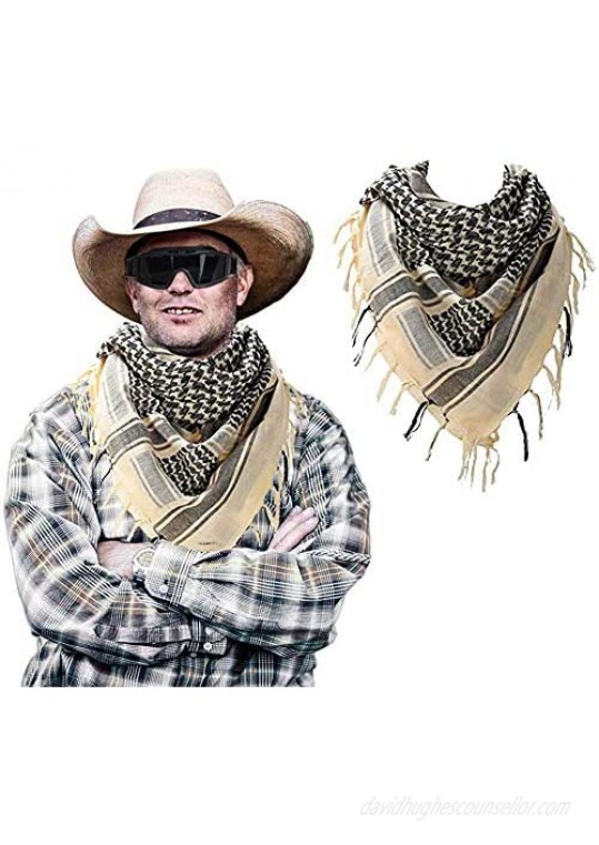 Thicken Shemagh Tactical scarf Men Arab Head Scarf 100% Cotton Beige Military Tactical Desert Scarf Keffiyeh Head Neck Wrap With 1pc Emergency Blanket