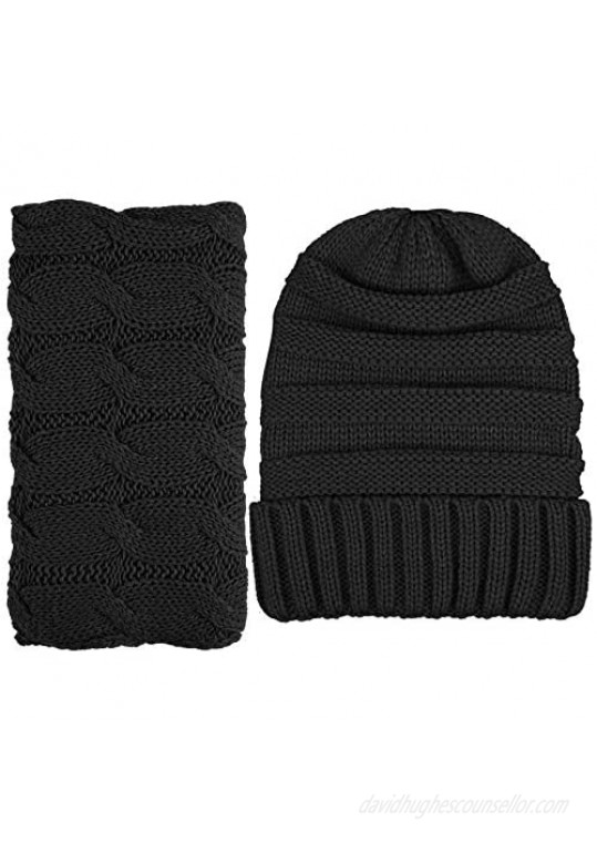 URATOT Women's Winter Warm Set Knitted Beanie Hat Touchscreen Gloves and Scarf