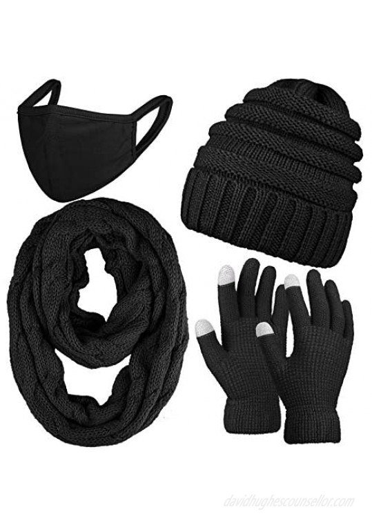 URATOT Women's Winter Warm Set Knitted Beanie Hat Touchscreen Gloves and Scarf