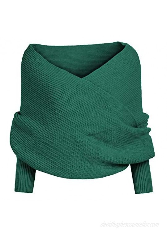 Women Knitted Wrap Scarf Scarf Warm Knit Sweater Tops Scarf with Sleeve Wrap Scarf Shawl Scarves Scarf Cape Shawl