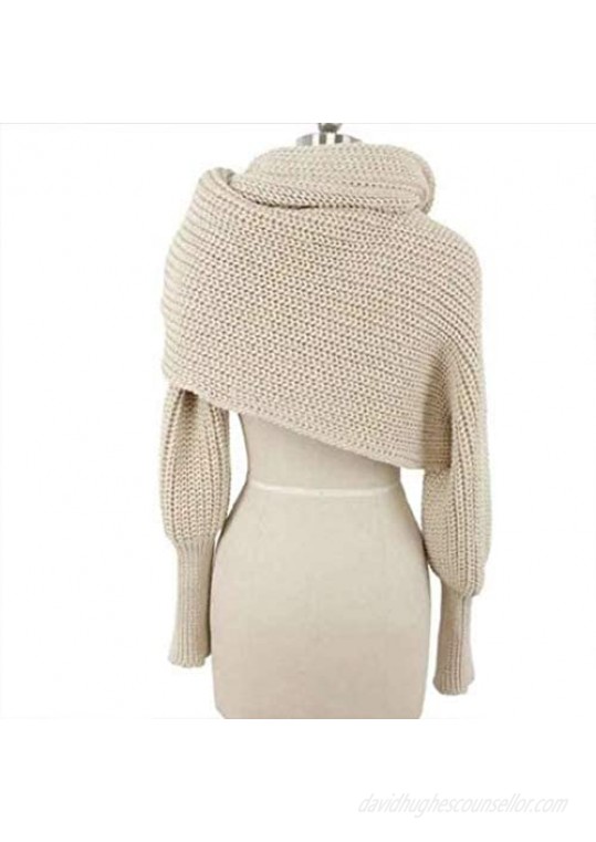Women Knitted Wrap Scarf Scarf Warm Knit Sweater Tops Scarf with Sleeve Wrap Scarf Shawl Scarves Scarf Cape Shawl
