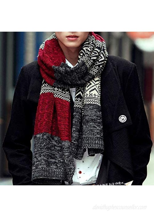 Ypser Knit Winter Soft Scarf for Men Neck Warmer Long Scarves